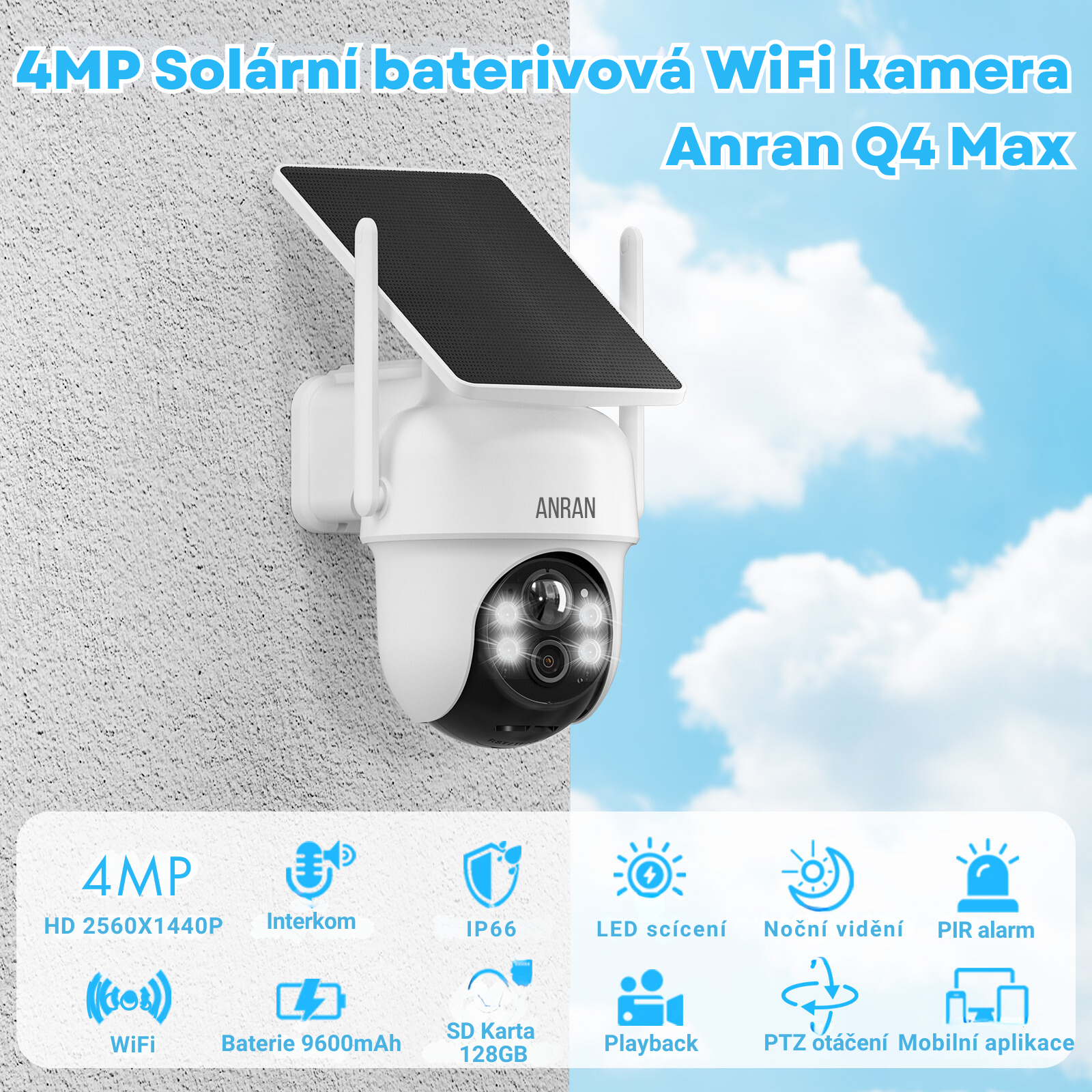 4MP Solární baterivová WiFi kamera Anran Q4 Max
